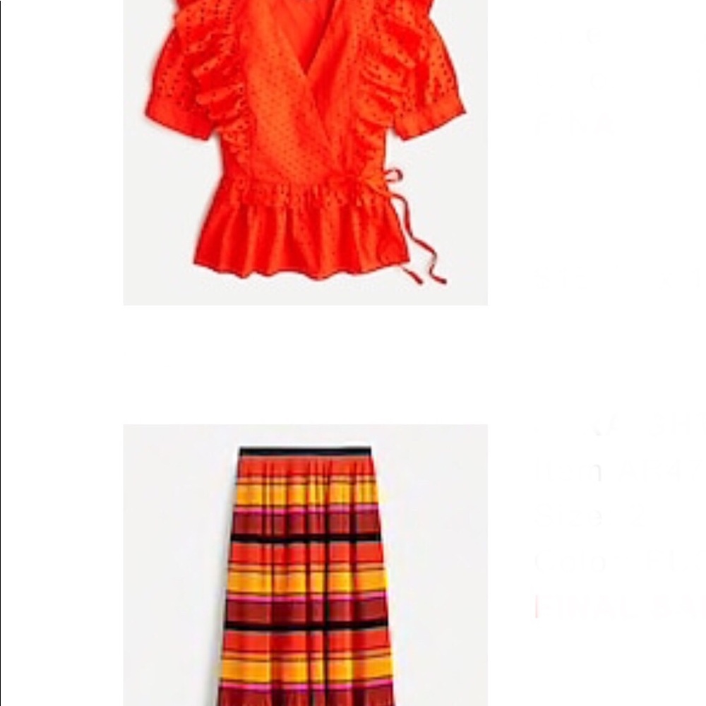 NWT J. Crew Pleated Tea Length Ruffle Bright Preppy Striped Skirt - Picture 12 of 13